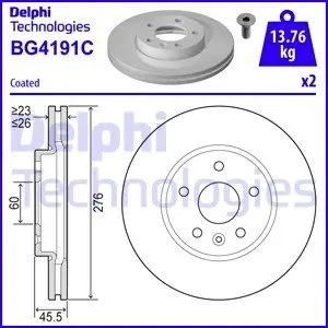 BG4191C Тормозной диск DELPHI подбор по vin на Brocar