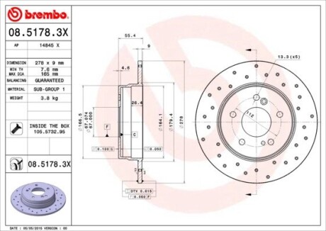 0851783X Тормозные диски BREMBO подбор по vin на Brocar