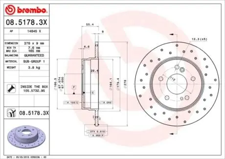 0851783X Гальмівні диски BREMBO підбір по vin на Brocar