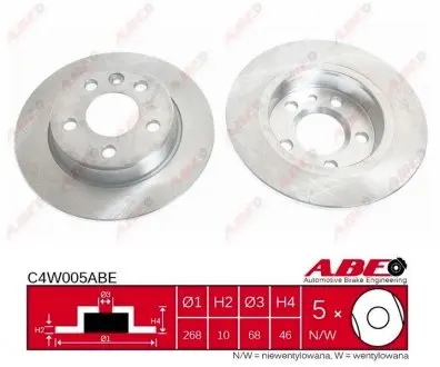 C4W005ABE Гальмівний диск ABE підбір по vin на Brocar