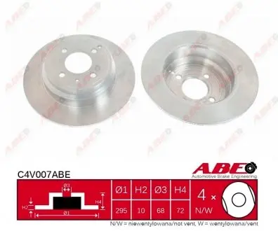 C4V007ABE Гальмівний диск ABE підбір по vin на Brocar