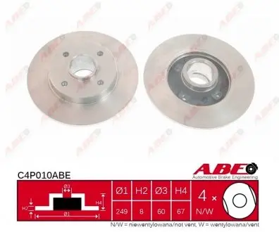 C4P010ABE Гальмівний диск ABE підбір по vin на Brocar