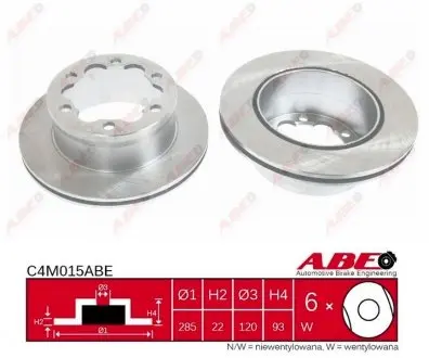 C4M015ABE Диск тормозной ABE подбор по vin на Brocar