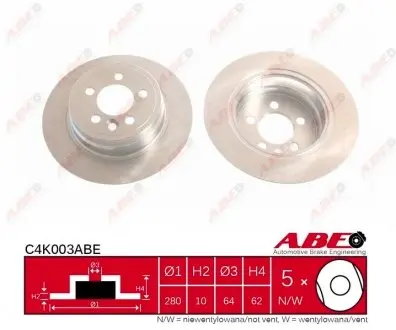 C4K003ABE Тормозной диск ABE підбір по vin на Brocar