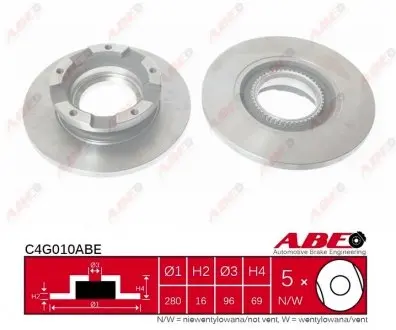 C4G010ABE Гальмівний диск ABE підбір по vin на Brocar