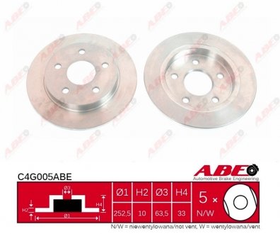 C4G005ABE Гальмівний диск ABE підбір по vin на Brocar