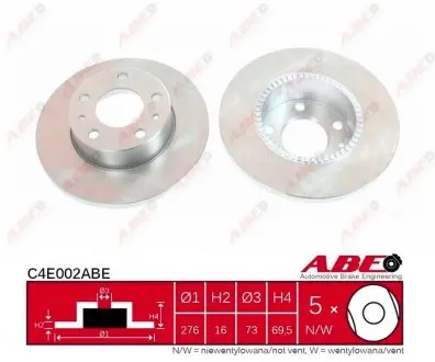 C4E002ABE Гальмівний диск ABE підбір по vin на Brocar