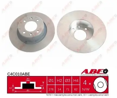 C4C010ABE Гальмівний диск ABE підбір по vin на Brocar