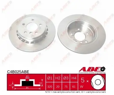 C4B025ABE Гальмівний диск ABE підбір по vin на Brocar