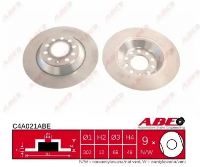 C4A021ABE Тормозной диск ABE підбір по vin на Brocar