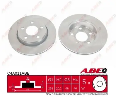 C4A011ABE Гальмівний диск ABE підбір по vin на Brocar