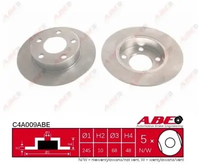 C4A009ABE Гальмівний диск ABE підбір по vin на Brocar