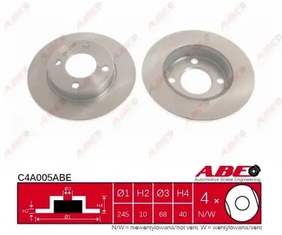 C4A005ABE Гальмівний диск ABE підбір по vin на Brocar
