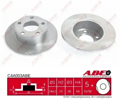C4A003ABE Гальмівний диск ABE підбір по vin на Brocar