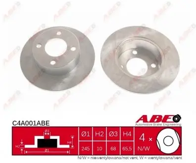 C4A001ABE Гальмівний диск ABE підбір по vin на Brocar