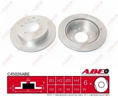 C45026ABE Гальмівний диск ABE підбір по vin на Brocar