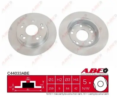C44033ABE Диск тормозной ABE підбір по vin на Brocar