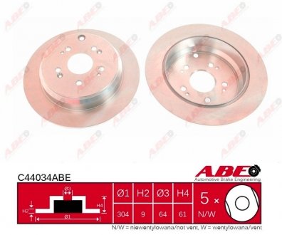 C44034ABE Тормозной диск ABE підбір по vin на Brocar