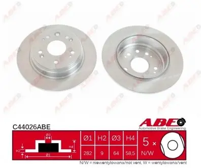 C44026ABE Гальмівний диск ABE підбір по vin на Brocar
