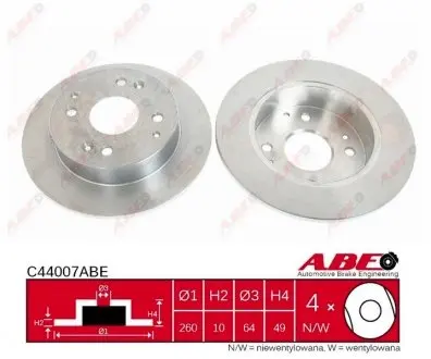 C44007ABE Тормозной диск ABE підбір по vin на Brocar