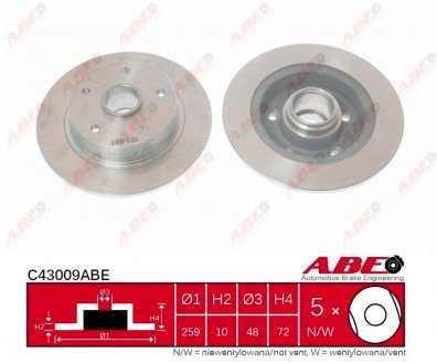 C43009ABE Гальмівний диск ABE підбір по vin на Brocar