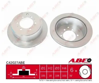 C42027ABE Гальмівний диск ABE підбір по vin на Brocar