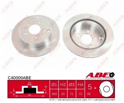 C40009ABE Гальмівний диск ABE підбір по vin на Brocar