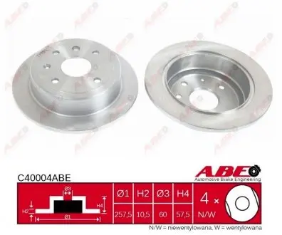 C40004ABE Гальмівний диск ABE підбір по vin на Brocar