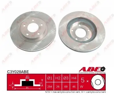 C3Y028ABE Гальмівний диск ABE підбір по vin на Brocar
