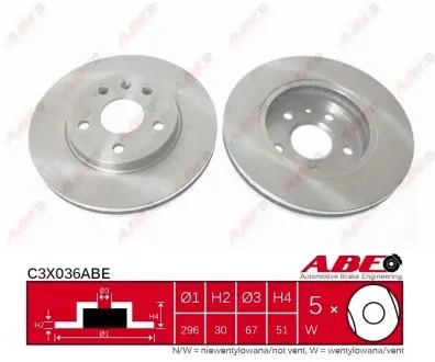 C3X036ABE Тормозной диск ABE подбор по vin на Brocar