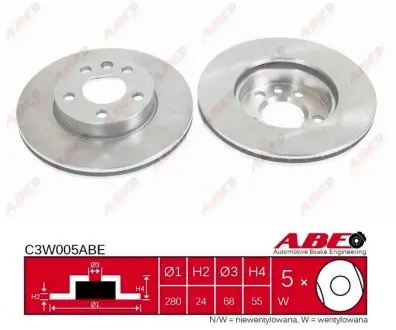 C3W005ABE Гальмівний диск ABE підбір по vin на Brocar