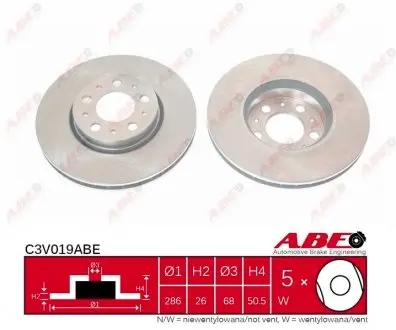 C3V019ABE Тормозной диск ABE підбір по vin на Brocar