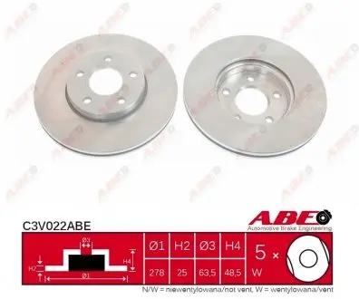 C3V022ABE Диск тормозной ABE подбор по vin на Brocar