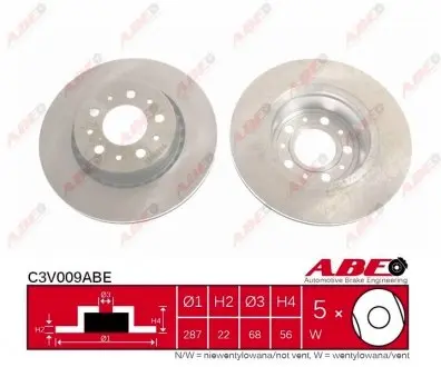 C3V009ABE Гальмівний диск ABE підбір по vin на Brocar