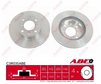 C3R035ABE Гальмівний диск ABE підбір по vin на Brocar
