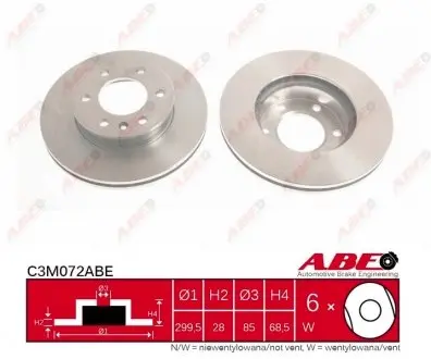C3M072ABE Диск тормозной ABE підбір по vin на Brocar