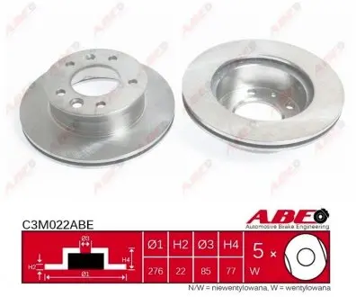 C3M022ABE Гальмівний диск ABE підбір по vin на Brocar