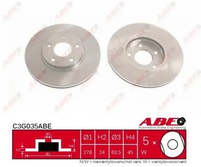 C3G035ABE Гальмівний диск ABE підбір по vin на Brocar