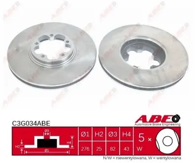 C3G034ABE Гальмівний диск ABE підбір по vin на Brocar