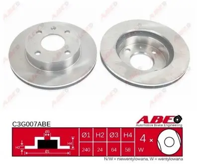 C3G007ABE Гальмівний диск ABE підбір по vin на Brocar