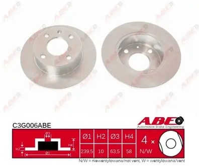 C3G006ABE Гальмівний диск ABE підбір по vin на Brocar