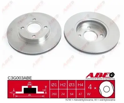 C3G003ABE Гальмівний диск ABE підбір по vin на Brocar