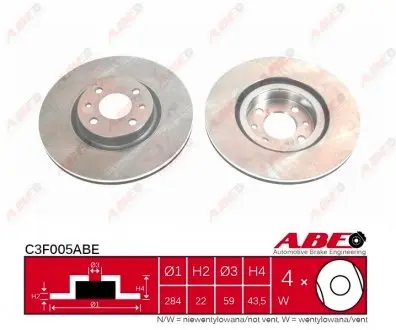 C3F005ABE Гальмівний диск ABE підбір по vin на Brocar