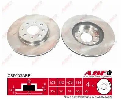 C3F003ABE Гальмівний диск ABE підбір по vin на Brocar