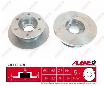C3E003ABE Гальмівний диск ABE підбір по vin на Brocar