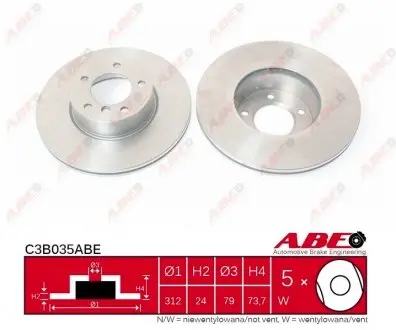 C3B035ABE Тормозной диск ABE подбор по vin на Brocar
