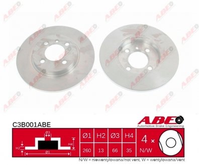 C3B001ABE Тормозной диск ABE підбір по vin на Brocar