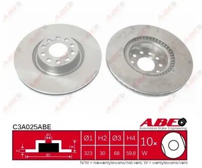 C3A025ABE Гальмівний диск ABE підбір по vin на Brocar