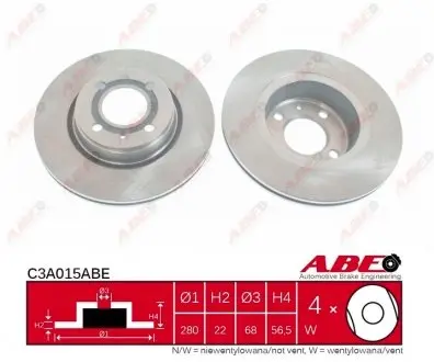 C3A015ABE Диск тормозной ABE підбір по vin на Brocar