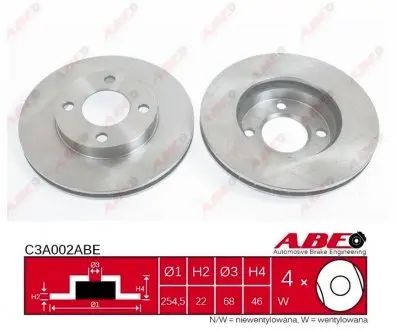C3A002ABE Гальмівний диск ABE підбір по vin на Brocar